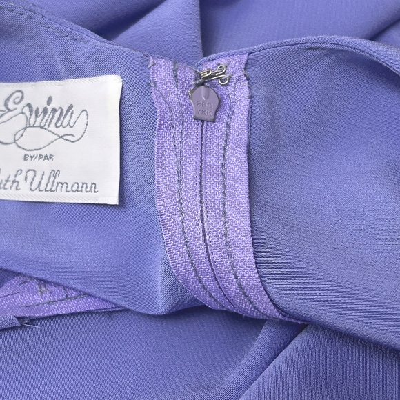 Evina Ruth Ullmann Dress Cowl back Lavender Beaded Vintage 80s Union Label ILGWU - Picture 14 of 16